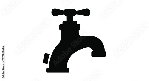 Classic silhouette of a water faucet icon for plumbing and hydration concepts silhouette