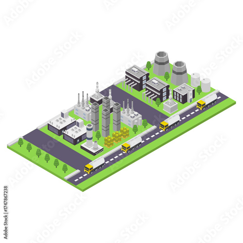 Nuclear power station isometric