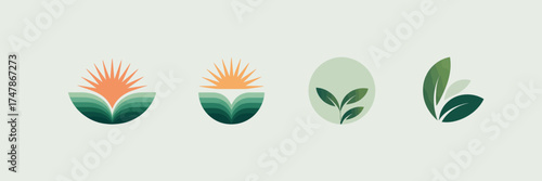 A beautifully composed gradient logo featuring layers of color representing nature, leaves, and a sun, emphasizing harmony and balance in design and emotion.