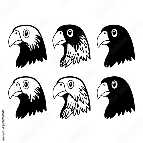 Illustration of six eagle heads, a symbol of power, freedom, and vision