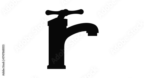 Classic black faucet silhouette isolated on for plumbing and renovation projects silhouette