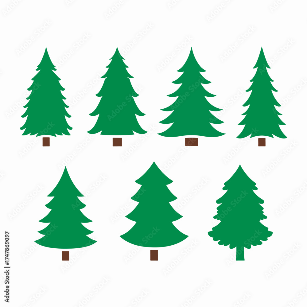 Obraz premium Set of christmas trees vector
