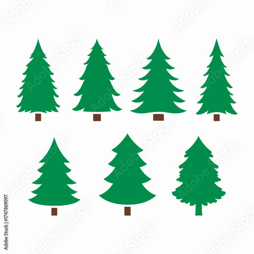 Set of christmas trees vector