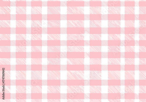 Red and white and pink and white plaid checkered fabric texture for tablecloth or textile design