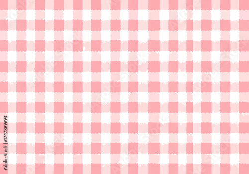 Seamless pink checkered vector pattern. Abstract geometric background. 
