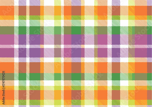 Multicolor gingham seamless pattern.Checkered tartan plaid repeat pattern in pastel colors.Geometric vector illustration background wallpaper.