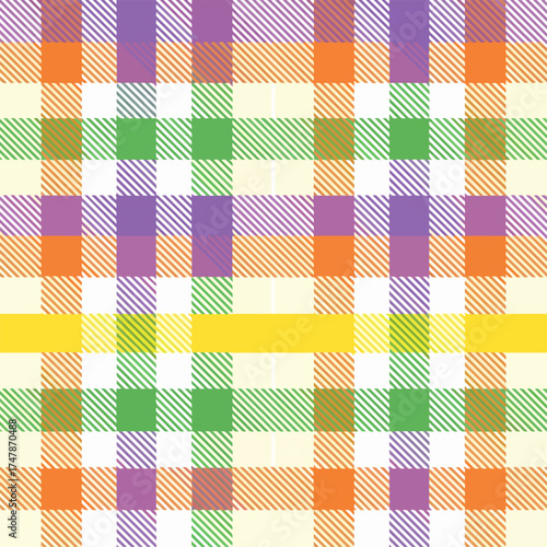 Multicolor gingham seamless pattern.Checkered tartan plaid repeat pattern in pastel colors.Geometric vector illustration background wallpaper.