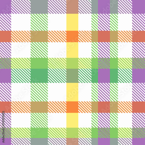 Multicolor gingham seamless pattern.Checkered tartan plaid repeat pattern in pastel colors.Geometric vector illustration background wallpaper.