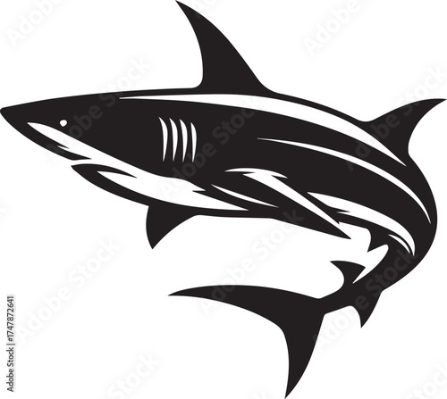 Powerful shark silhouette swimming gracefully, perfect for branding and design work