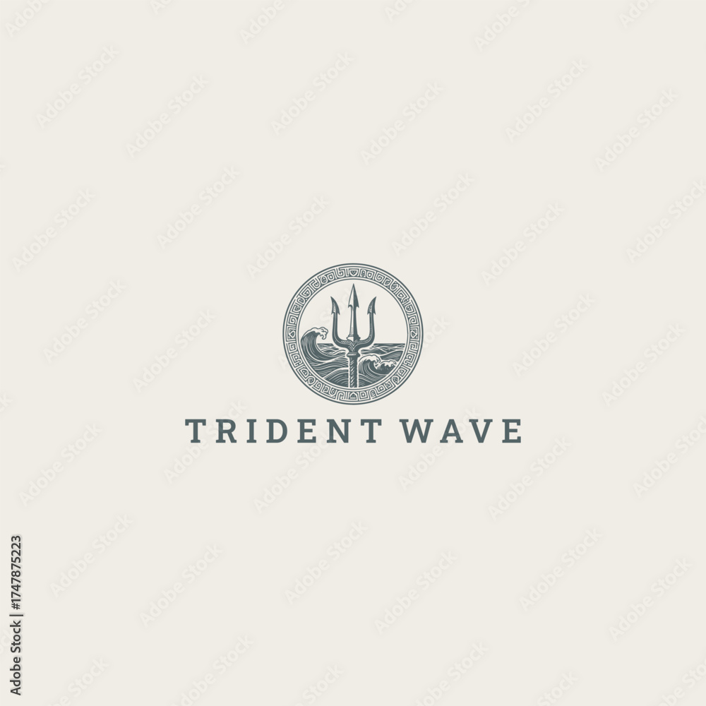 Fototapeta premium Trident wave logo vector icon illustration