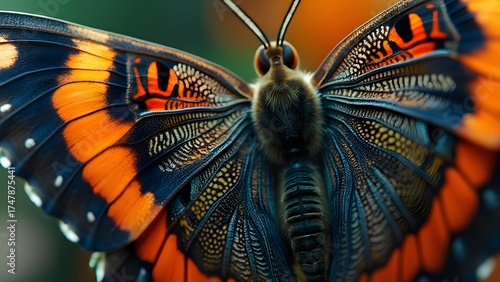 Closeup Vibrant Butterfly Wings Nature Macro Photography
