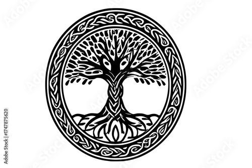 Tree of Life Silhouette with Celtic Symmetry