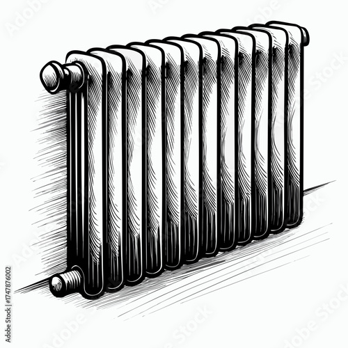 Illustration of a radiator in a home heating system