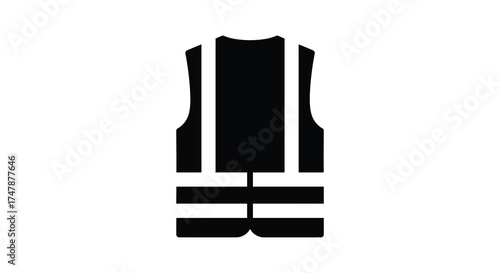 High visibility safety vest icon for construction work and roadside assistance security uniform silhouette