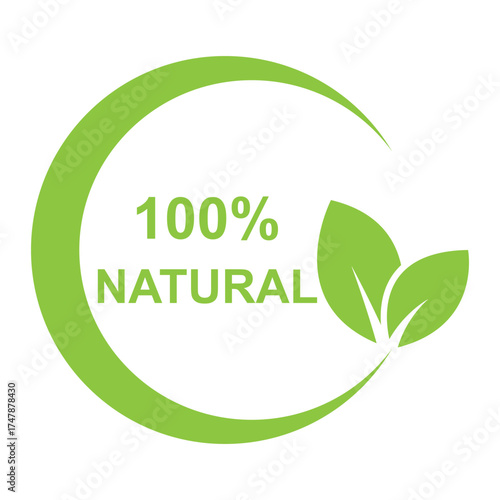 natural 100% label product icon vector