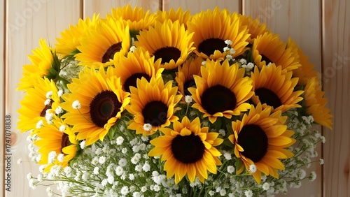 Vibrant Sunflower Bouquet with Baby's Breath