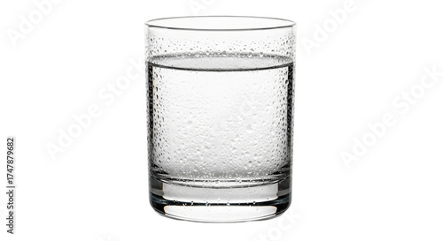 Isolated glass of cold fresh water, refreshing drink for thirst, clear and sparkling