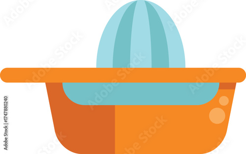 Orange citrus juicer squeezing fresh juice for breakfast on a white background
