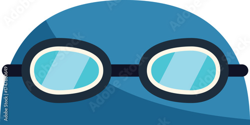 Blue swim cap and goggles resting before a big race