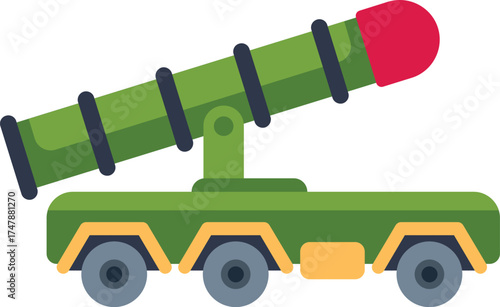 Military truck launching a missile with rocket system, symbolizing war and military power