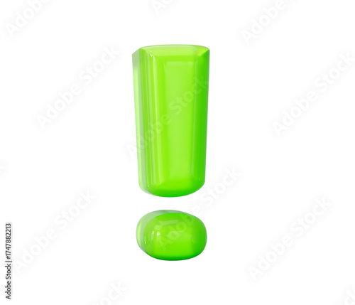 Wallpaper Mural Vibrant green jelly exclamation mark symbolizing attention, warning, and ideas. 3D illustration Torontodigital.ca