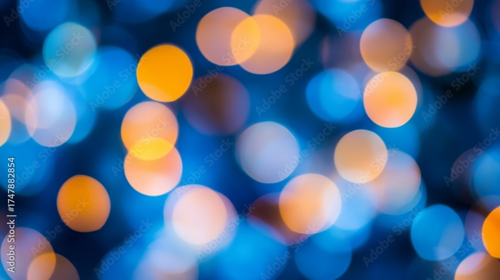 Obraz premium Charming Holiday Ambience with Soft Bokeh, Warm Orange and Cool Teal Lights for Festive Joy