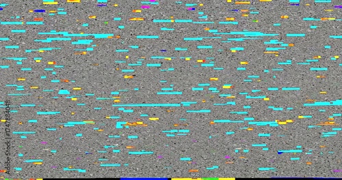 Abstract digital noise pattern with colorful pixelated glitches.