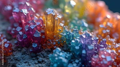 Vibrant Rainbow Crystals Closeup Macro Photography