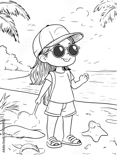 Aus der Serie: Malbuchseiten, Ferien, Urlaub