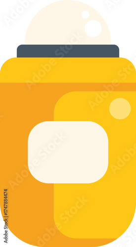 Yellow roll on deodorant with blank label providing long lasting freshness for a healthy lifestyle