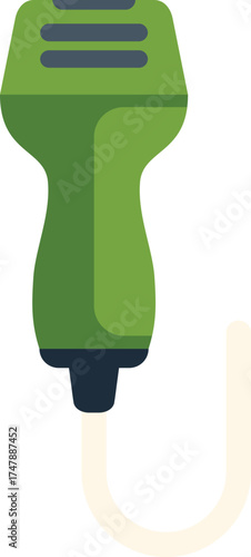 Illustration of a green ultrasound transducer probe scanning, representing medical imaging and diagnostics