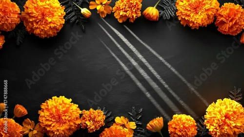 Day Of The Dead, marigold flowers create stunning floral decoration, showcasing orange beauty natures