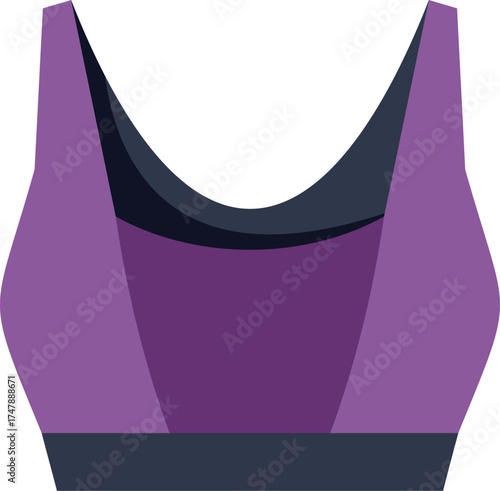 Purple sports bra with a black elastic band, designed for women engaging in physical activity