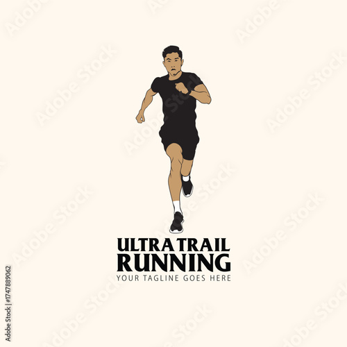 ultra trail run illustration background vector image