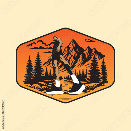 ultra trail run illustration background vector image