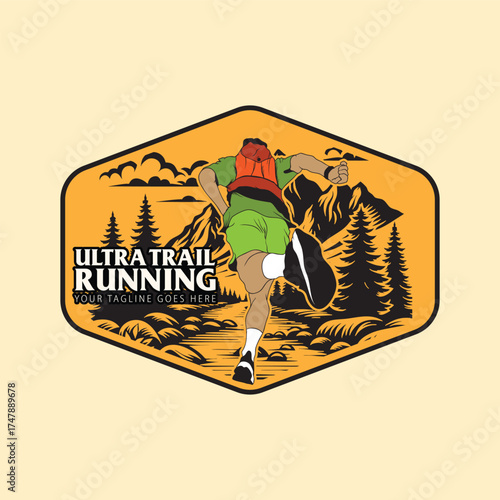 ultra trail run illustration background vector image