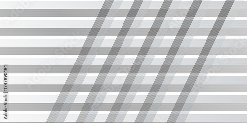 Minimalist Seamless pattern features a grid and striped line. White technology Hi-tech futuristic digital. Abstract art geometric background with lines. Stripes optical waves illustration.	