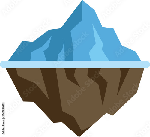 Iceberg is floating with its hidden underwater part symbolizing the problem, risk, or danger
