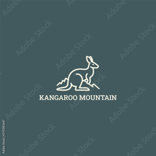 Kangaroo mountain logo vector illustration