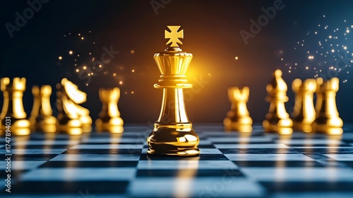 Golden Chess King Strategy Game Leadership Success