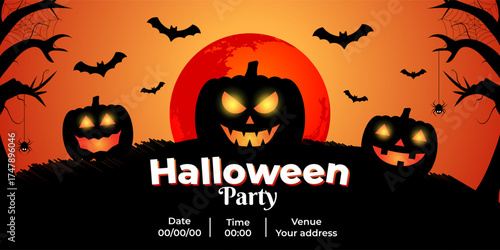 Vector illustration of Happy Halloween Invitation social media template