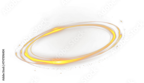 Futuristic glowing neon ring PNG with electric spark effects, bright yellow illumination, and transparent overlay, ideal for digital banners, vector artwork, and luxury abstract designs