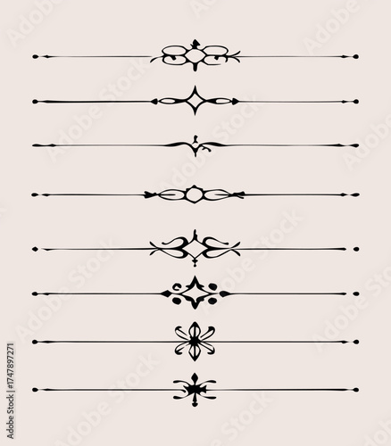 separators dividers hand drawing classic ornamental element set