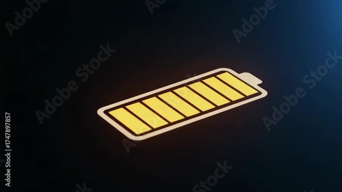 Battery icon with full charge displayed on dark background  