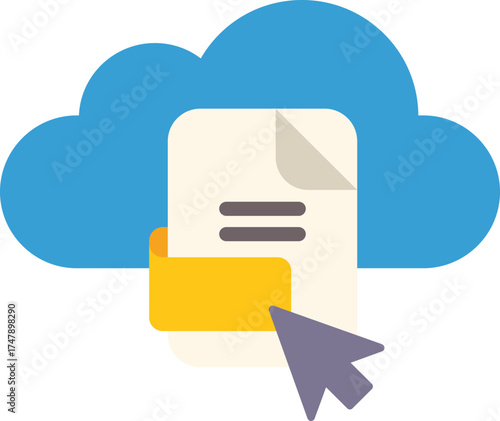Cloud computing concept with file and cursor clicking, data storage access