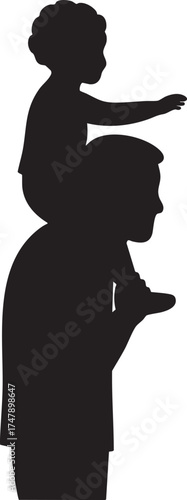 Father and Child Silhouettes Vector
