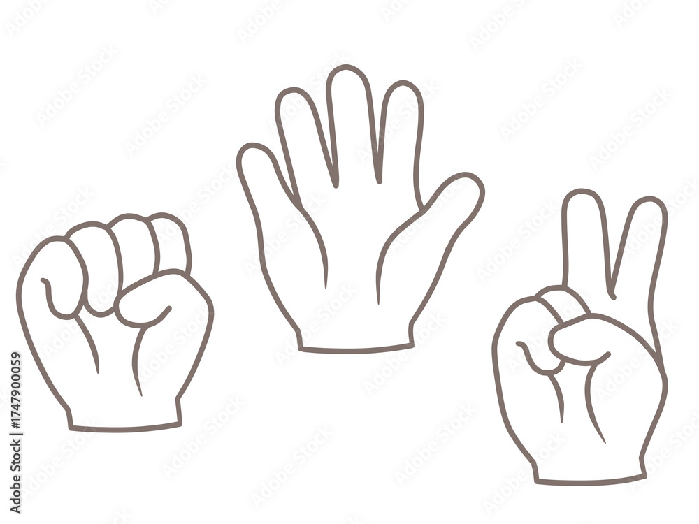 Obraz premium じゃんけん グーチョキパーの手イラスト 白