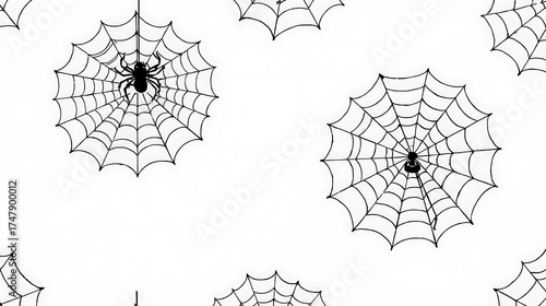 Mysterious Halloween pattern, spiders and spider webs, transparent background, Happy Halloween