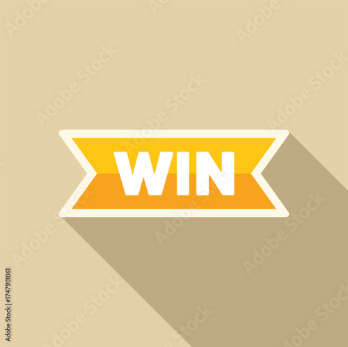 Yellow ribbon with the word win, representing victory and success