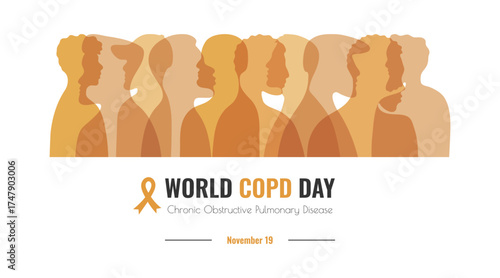 World COPD day banner template. Chronic Obstructive Pulmonary Disease is observed every year in November 19. Vector illustration for web poster card info